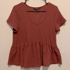 Waffle knit peplum top